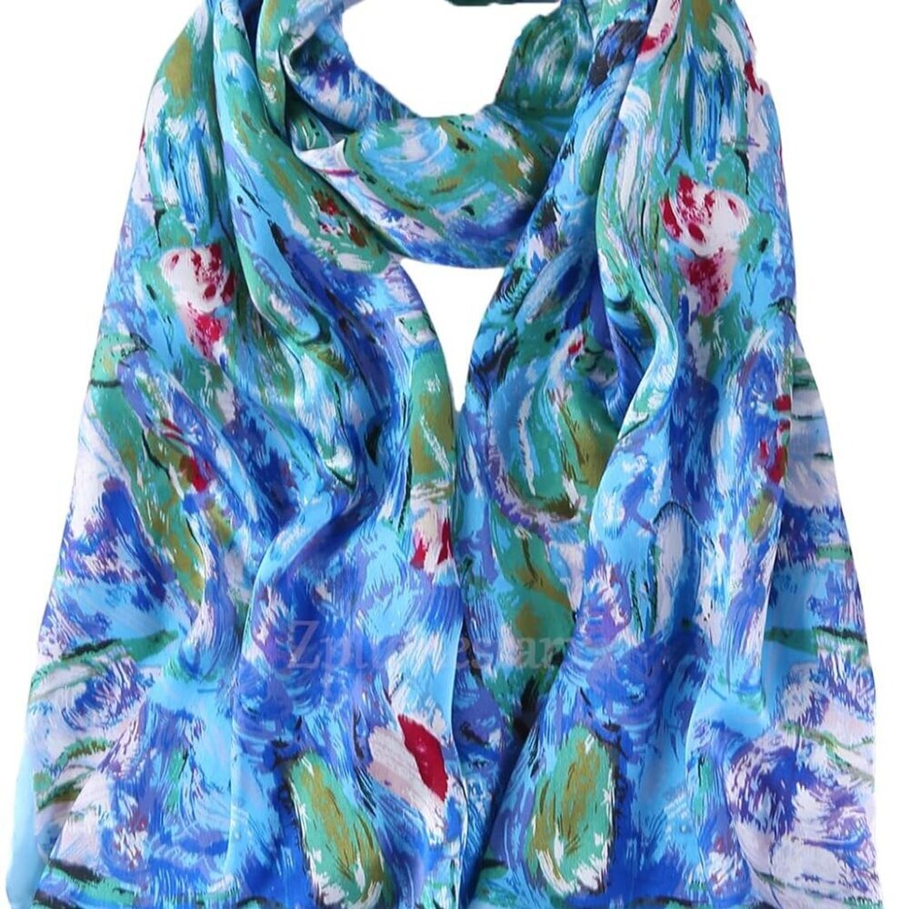Women Silk Scarf Long 100 Silk Paintings Fashion Accessories Gift